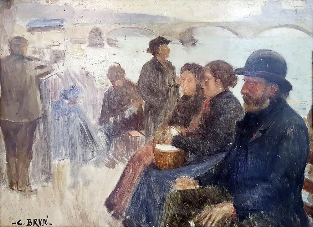 1865-Clément Brun - Parigi, sulle rive della Senna